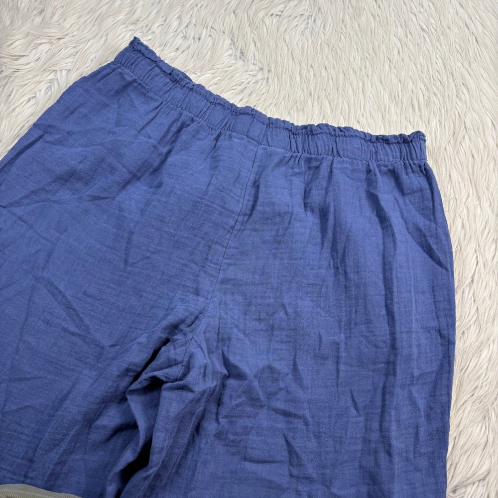 Coldwater Creek Women's M Blue Gauze Cotton Pull On Wide Leg Pants Resort Beach - Picture 7 of 7